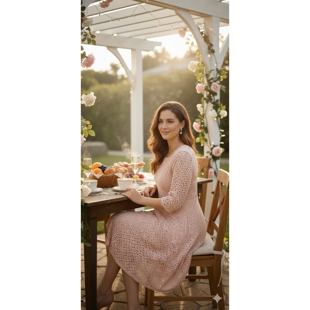 Chris McLaughlin Lace Dress‎ 14 Blush Pink Boho Romantic Cottagecore Wedding